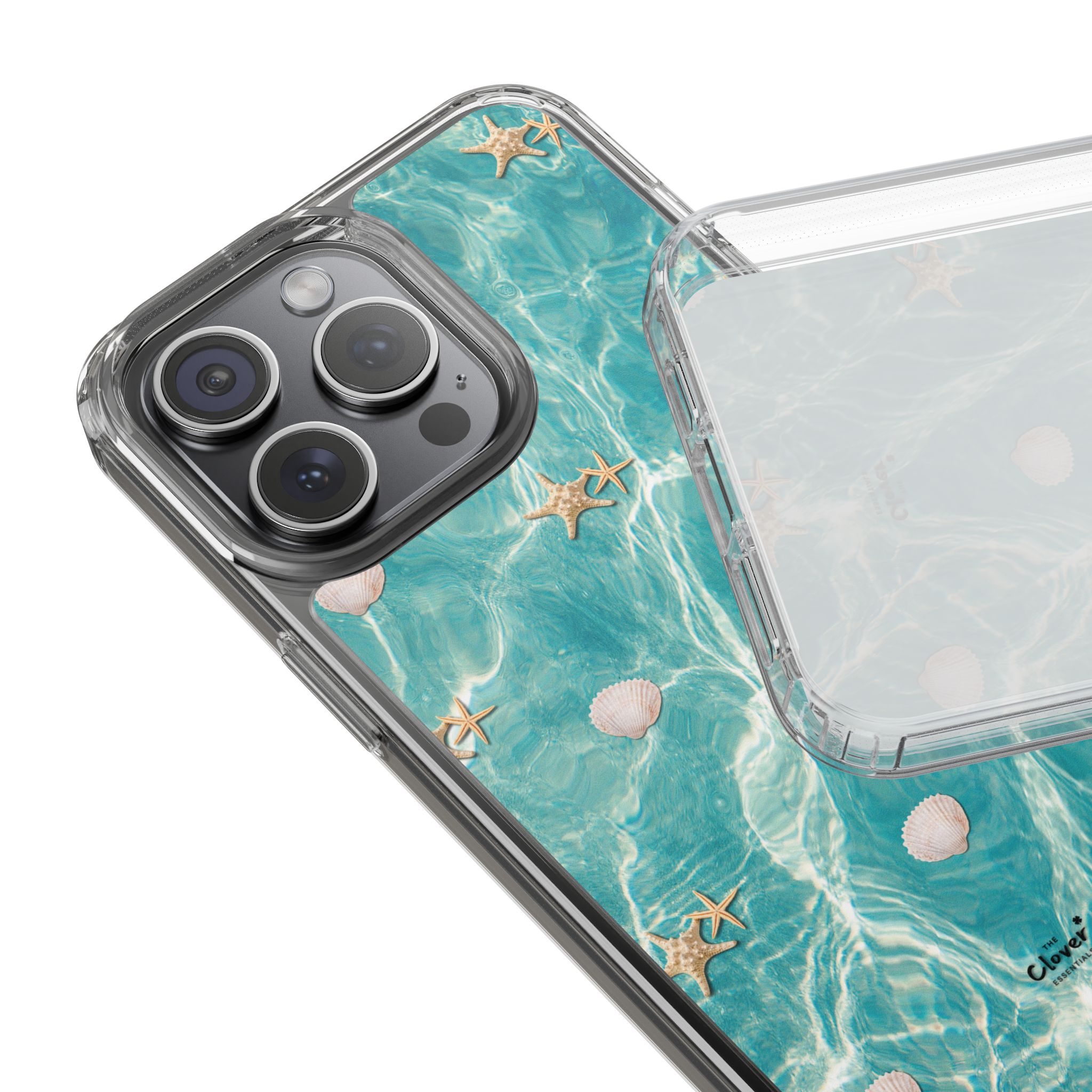 Beach-Inspired Clear Phone Case with Seashells - Image 118