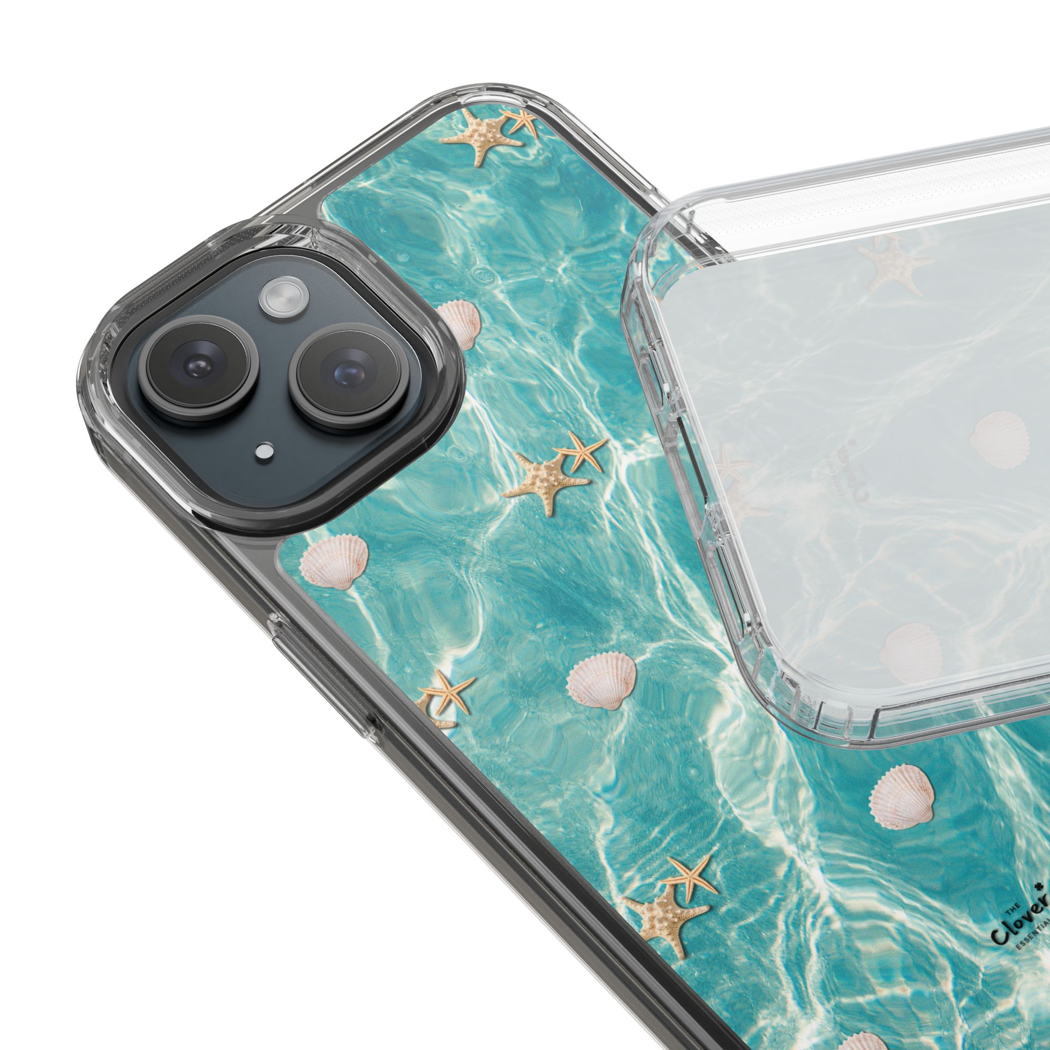 Beach-Inspired Clear Phone Case with Seashells - Image 98