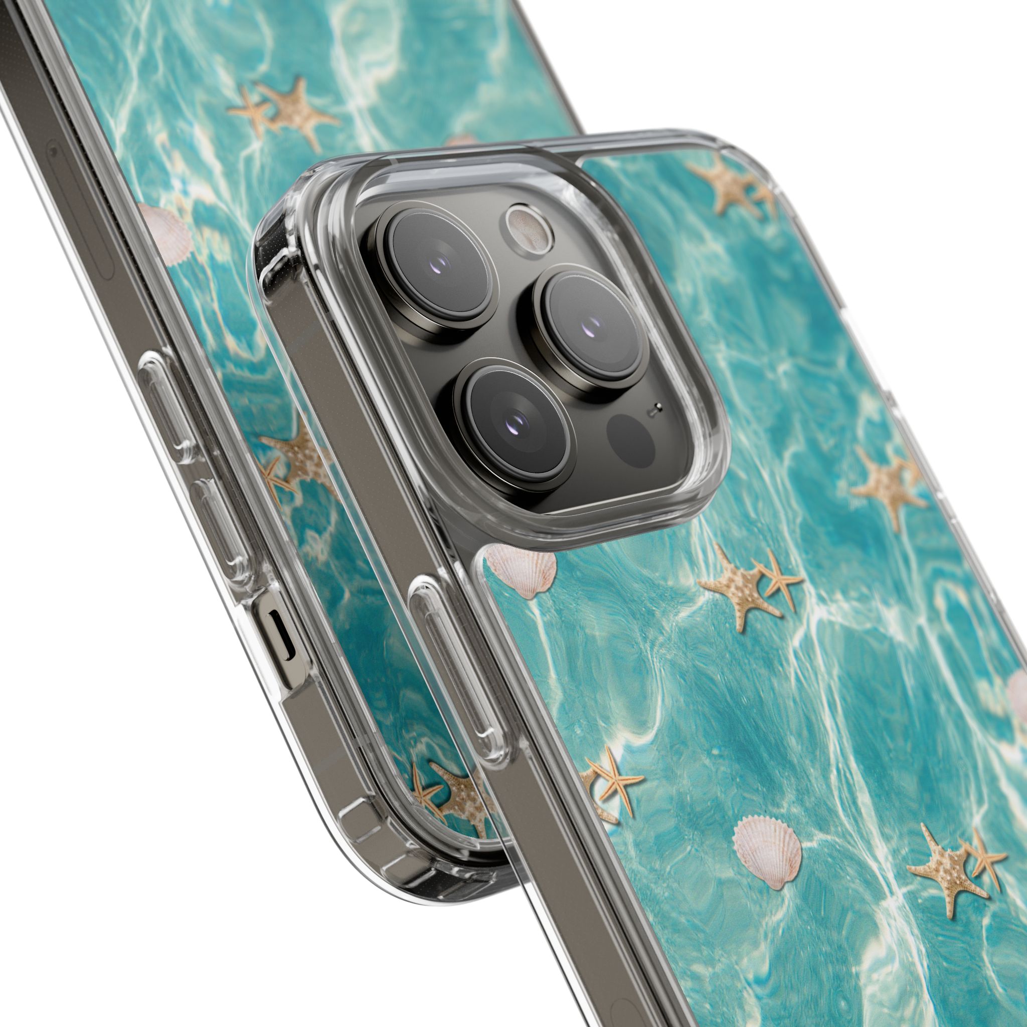 Beach-Inspired Clear Phone Case with Seashells - Image 143