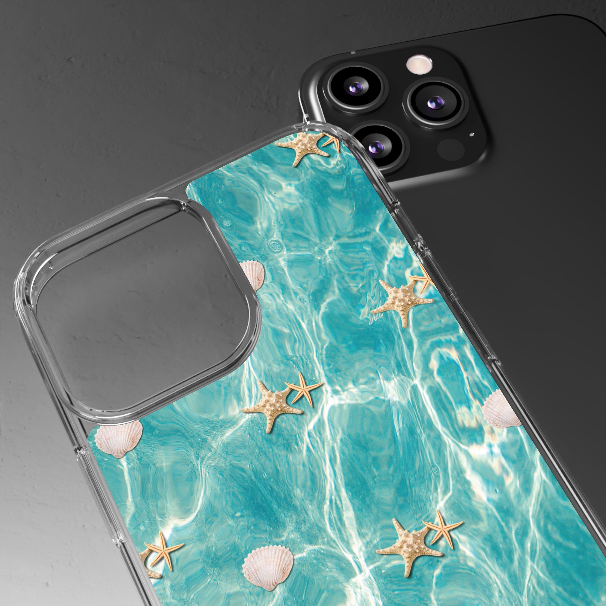 Beach-Inspired Clear Phone Case with Seashells - Image 69