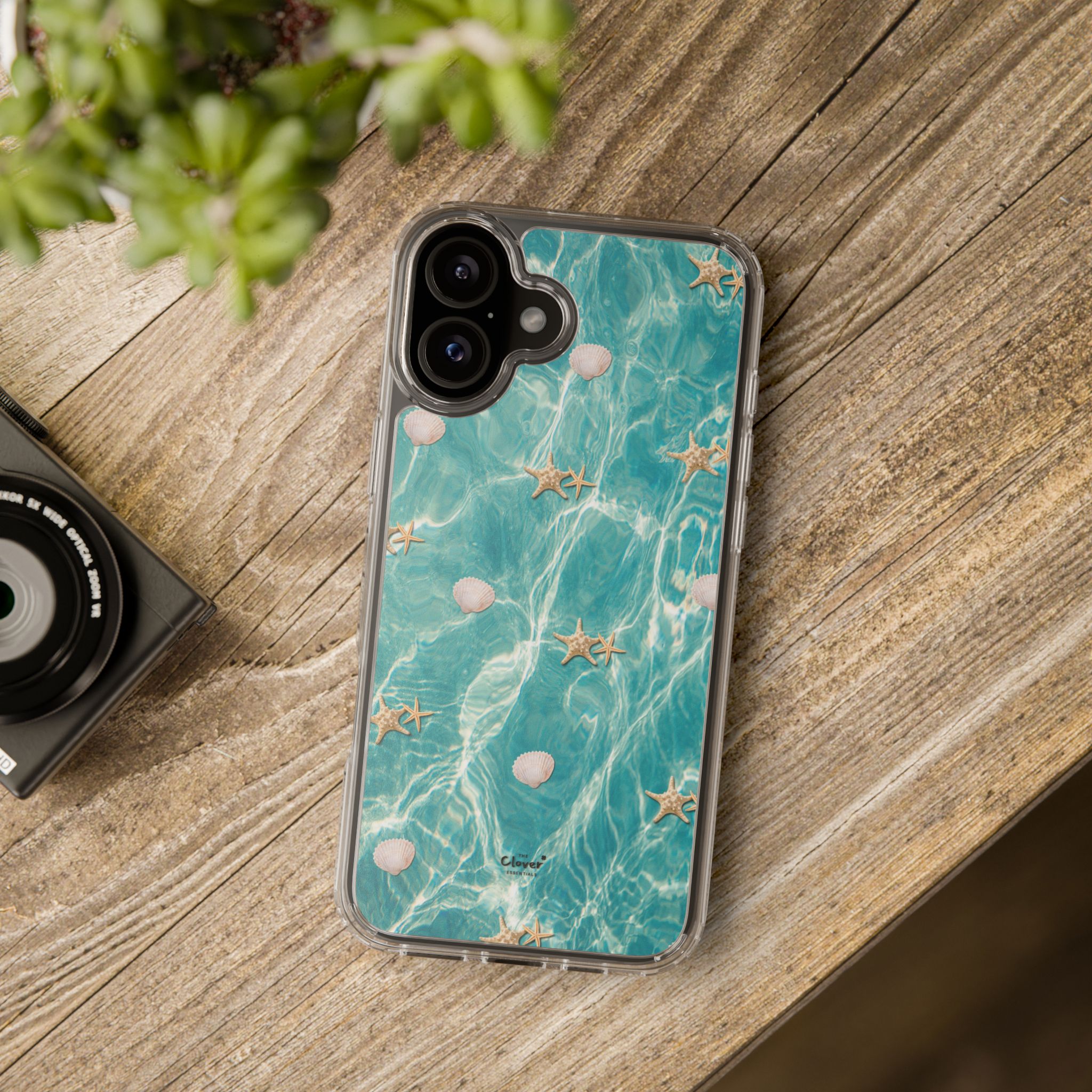 Beach-Inspired Clear Phone Case with Seashells - Image 91