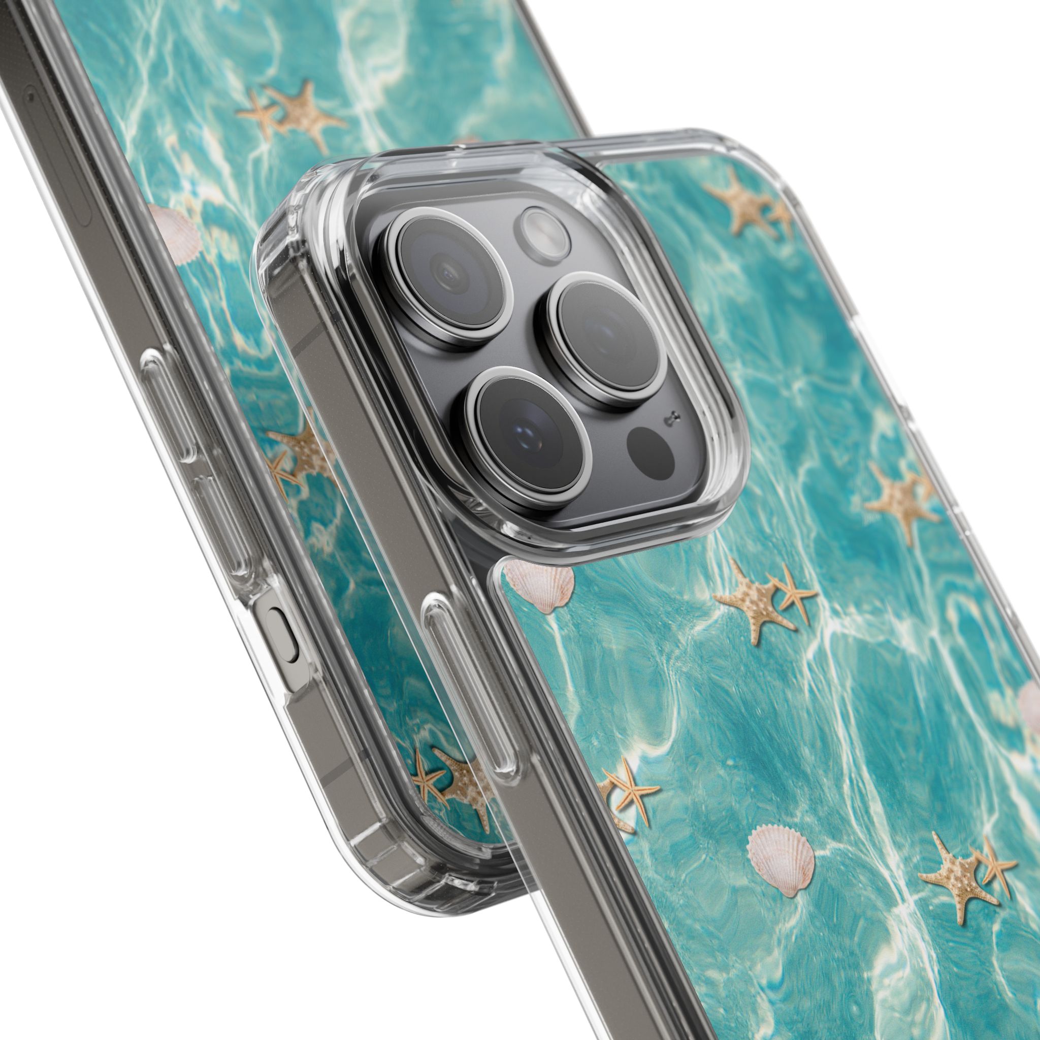 Beach-Inspired Clear Phone Case with Seashells - Image 115