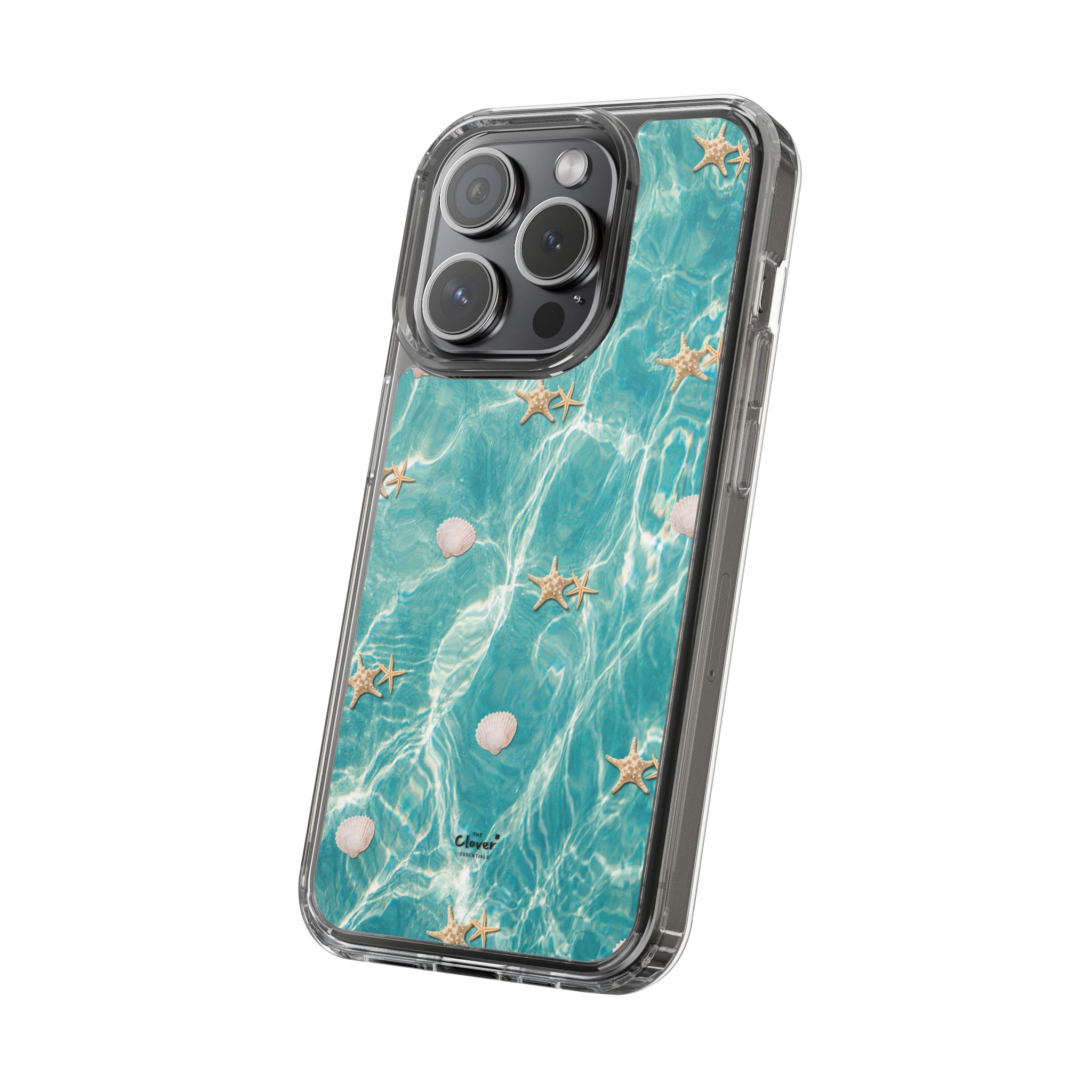 Beach-Inspired Clear Phone Case with Seashells - Image 100