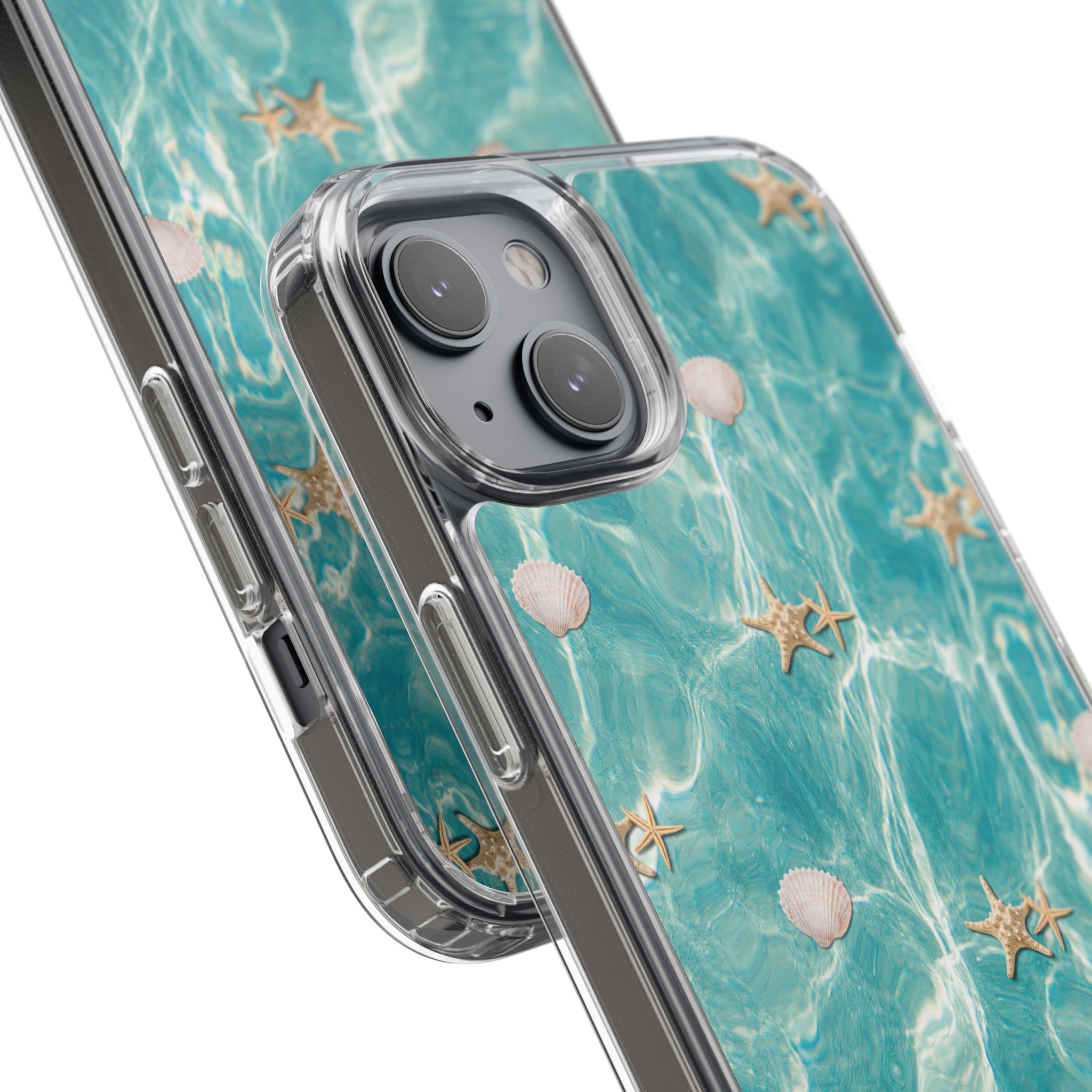 Beach-Inspired Clear Phone Case with Seashells - Image 136