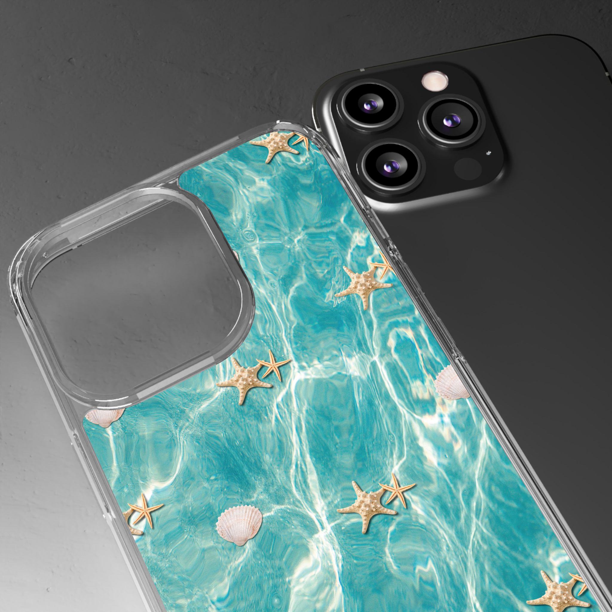 Beach-Inspired Clear Phone Case with Seashells - Image 66