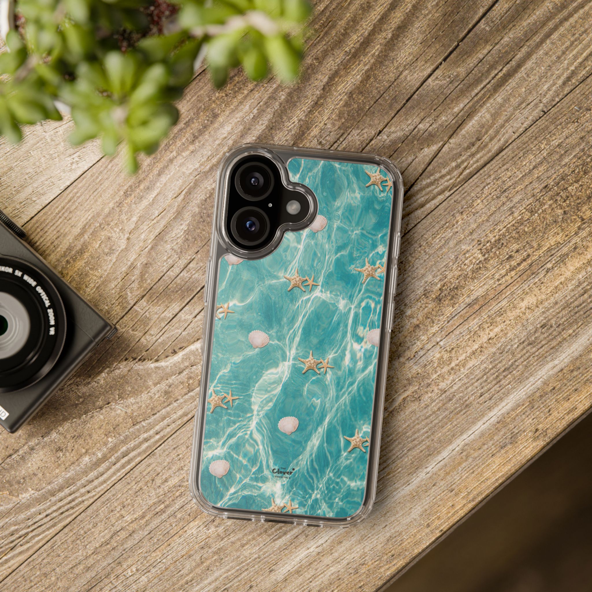 Beach-Inspired Clear Phone Case with Seashells - Image 76